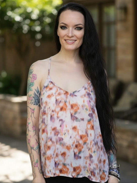 Lucky Brand Tops - Lucky Brand ✦ Floral Watercolor Crisscross Back Tank Top ✦ Sleeveless L